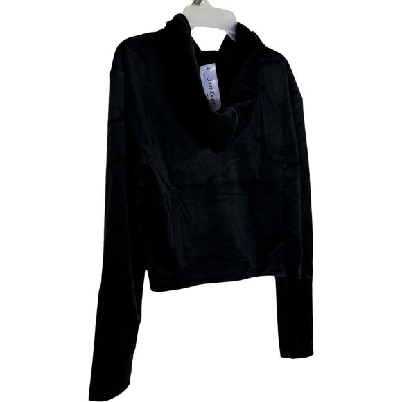Juicy Couture Luxe Velour Pullover Hoodie Black Large NWT Half-Zip Long Sleeve - Picture 9 of 13